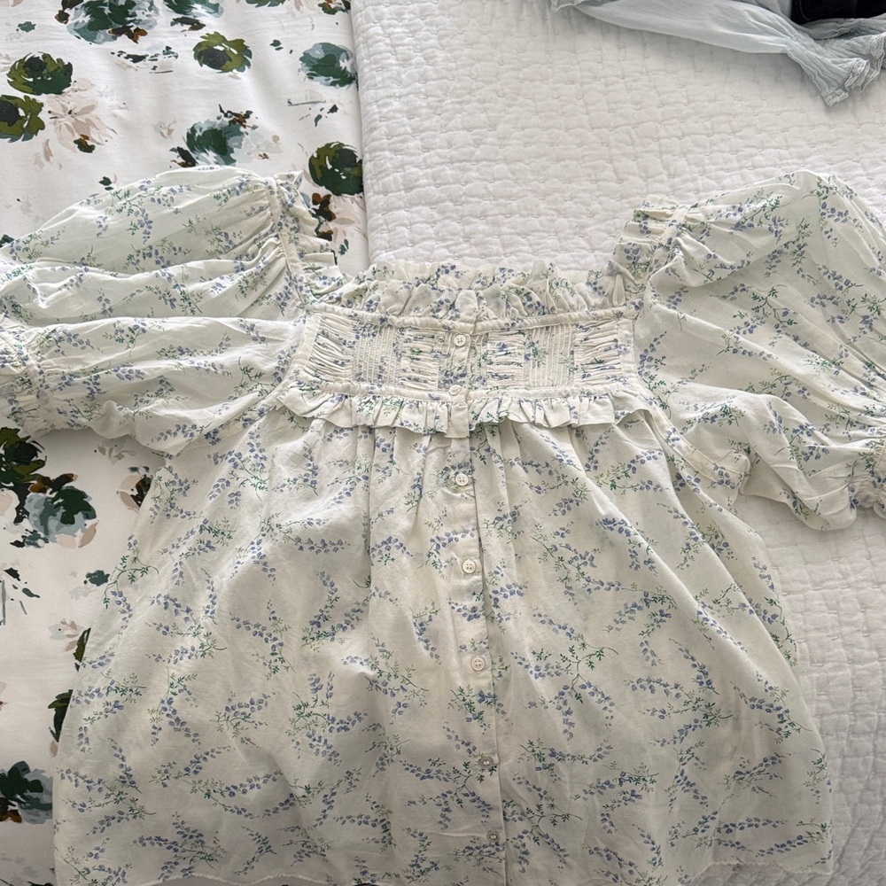 Doen Floral Puff Sleeve Blouse small